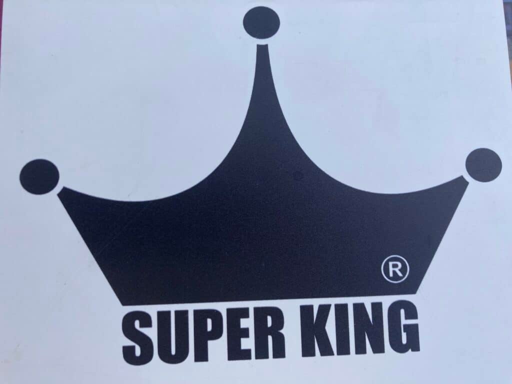Super King crown logo on white background.