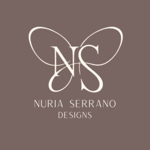Nuria Serrano Designs logo with butterfly shape