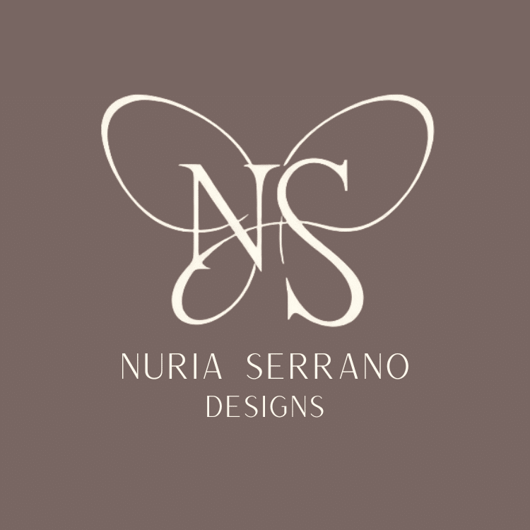 Nuria Serrano Designs logo with butterfly shape