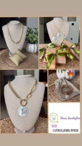 Gold jewelry and gift boxes display.