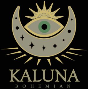 Kaluna Bohemian logo with crescent and eye design.