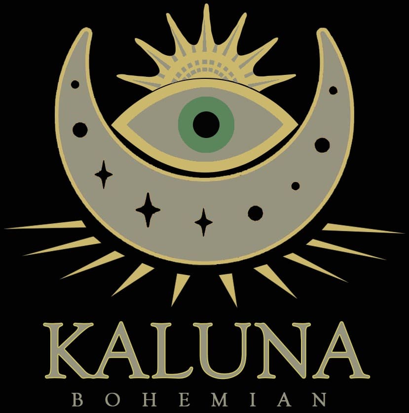 Kaluna Bohemian logo with crescent and eye design.